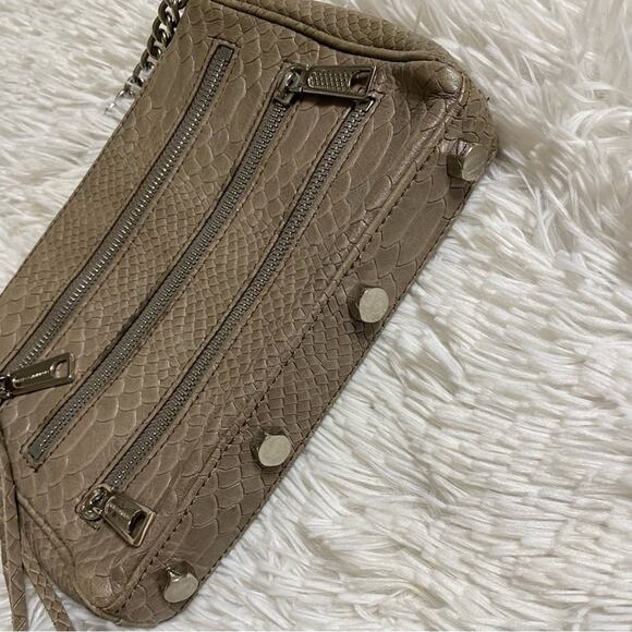 REBECCA MINKOFF • Tan + Silver Snakeskin Fringe Leopard Crossbody Bag - Picture 7 of 11